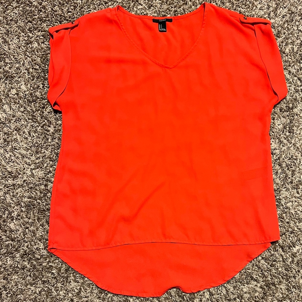 Orange Forever One cuff sleeve top - size small